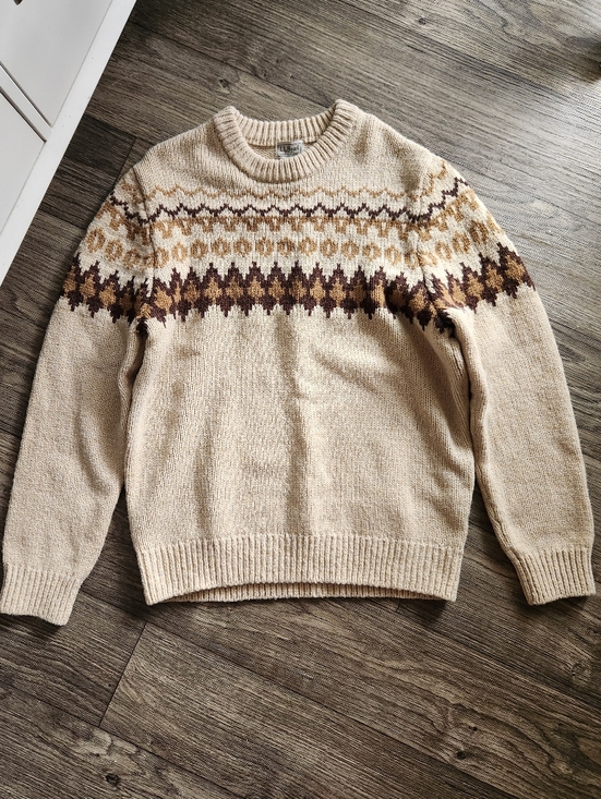 L.L. Bean Sweaters - L.L. Bean Classic Ragg Wool Knit Fair Isle Sweater Lambswool Size Large
